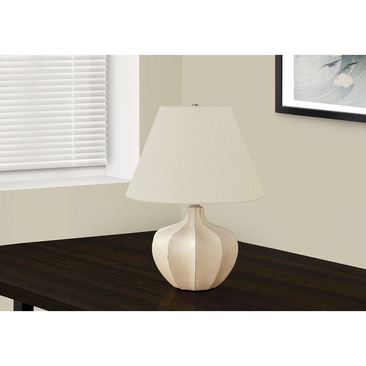 Monarch Specialties I 9733 - Lighting, 21"H, Table Lamp, Cream Resin, Ivory / Cream Shade, Transitional