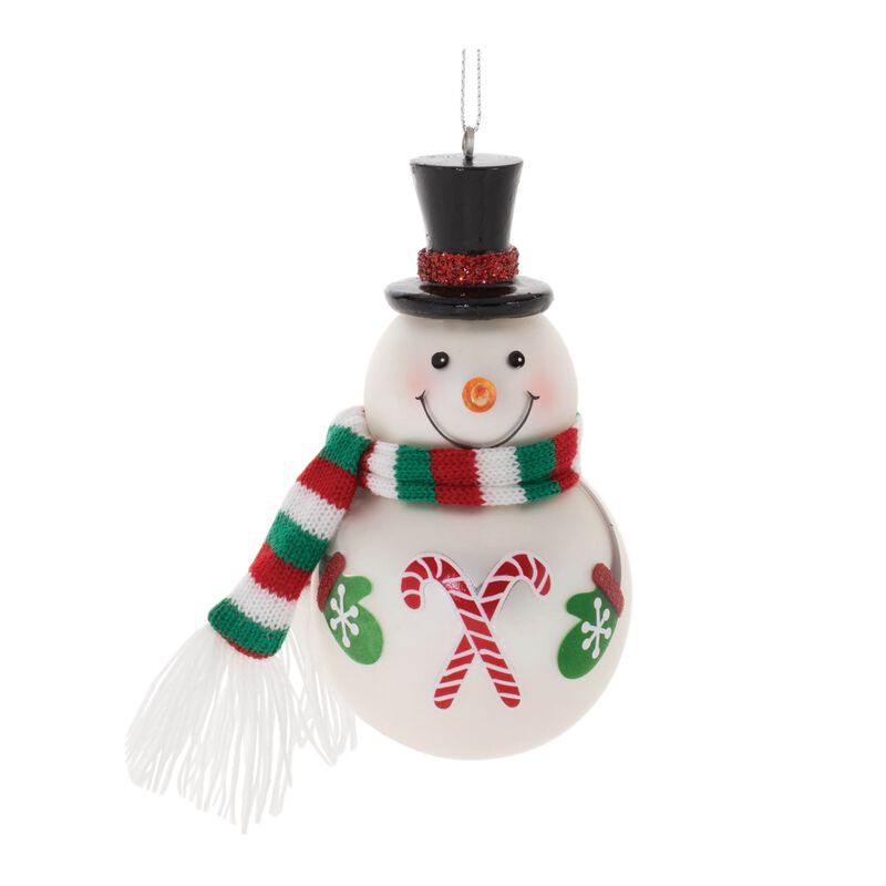 Set of 6 Decorative Frosted Snowman Ornaments in Glass for Winter Home Display