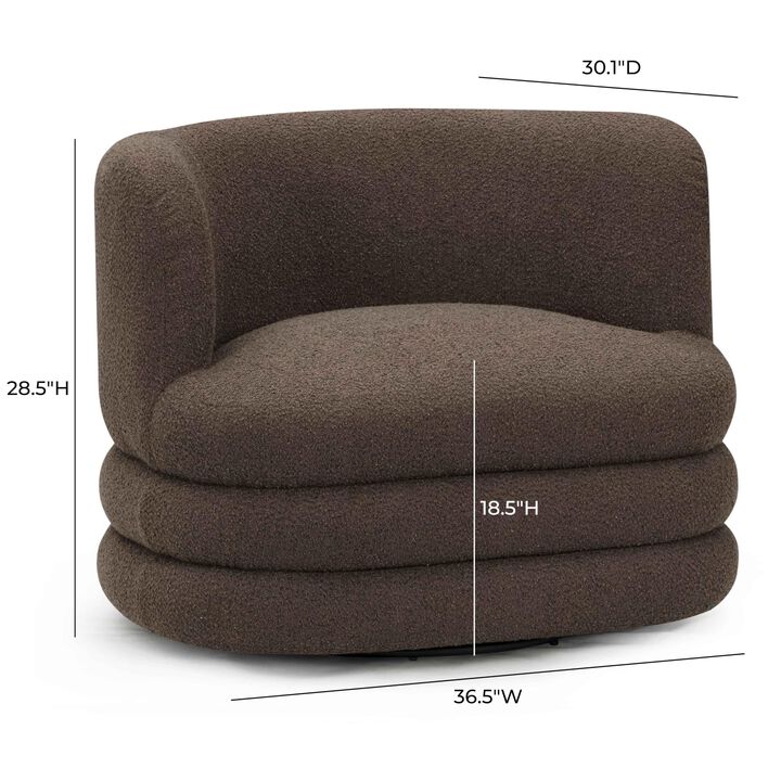 TOV Furniture Astor Brown Boucle Swivel Hotel Lounge Chair