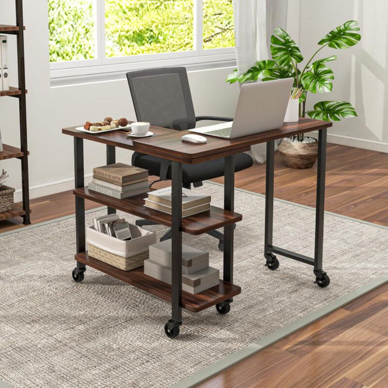 Hivvago 360&deg; Free Rotating Sofa Side Table with Swivel and Sliding Tabletop