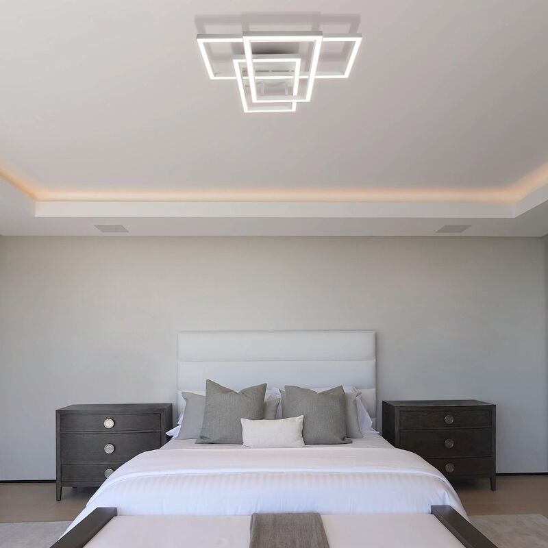 VONN Lighting Integrated LED Ceiling Lighting Rectangular Semi Flush in White