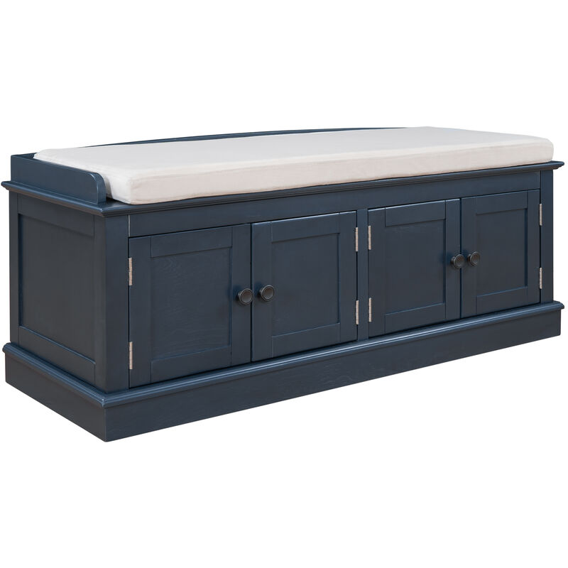 Whisen Classic Style Storage Bench with 4-Doors and Adjustable Shelves - Espresso