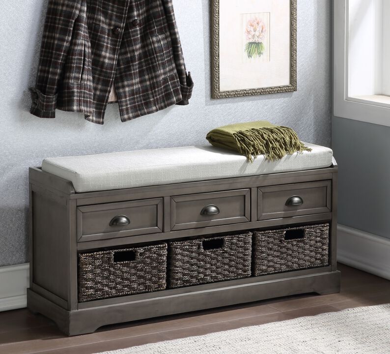 Merax Home Collection  Wood Storage Bench with Cushion