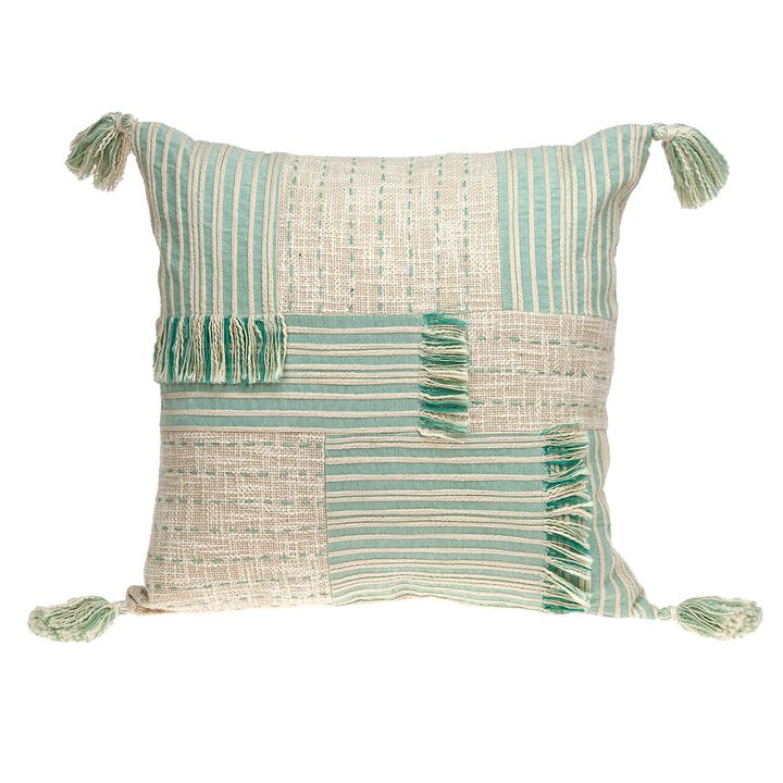 20" Cream and Mint Transitional Throw Pillow