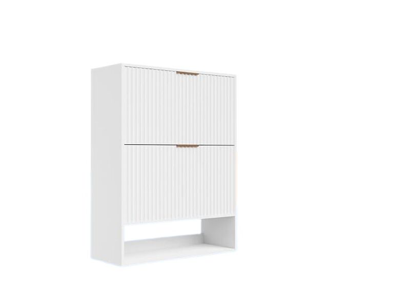 Slim Entryway Shoe Storage Cabinet Flip Drawer White 31 5 Inch image number 0