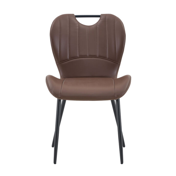 Whisen Set of 4 Upholstered Dining Chairs with Metal Handle, Fabric & Metal Frame, Ergonomic Accent Chairs for Dining Room, Living Room, Office
