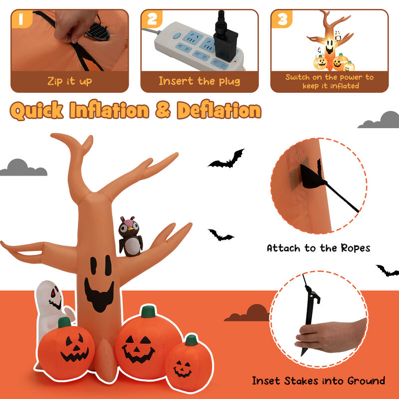 Halloween Inflatable Dead Tree with LED Lights &ndash; Spooky Yard Decoration for Haunted House Theme image number 3