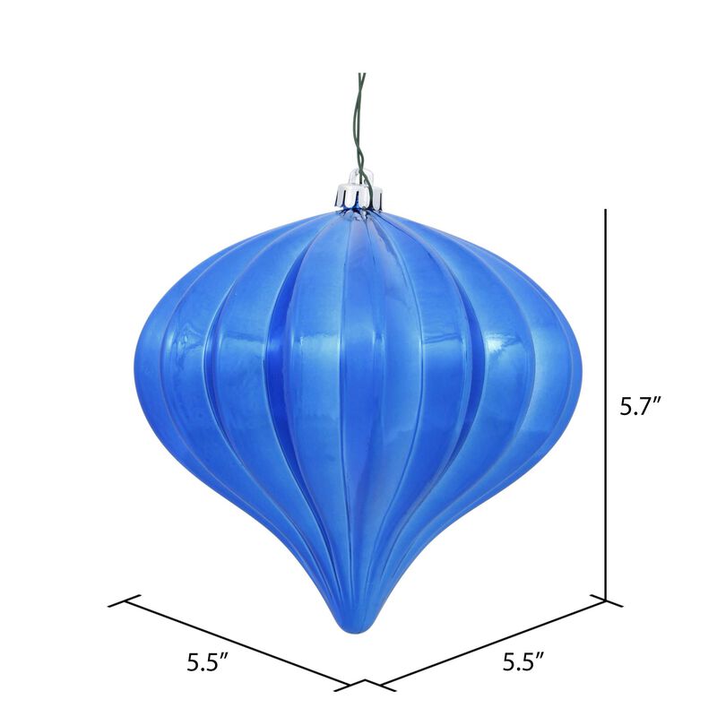 Vickerman 5.7" Blue Shiny Onion Christmas Ornament, UV Treated, Set of 3 image number 5