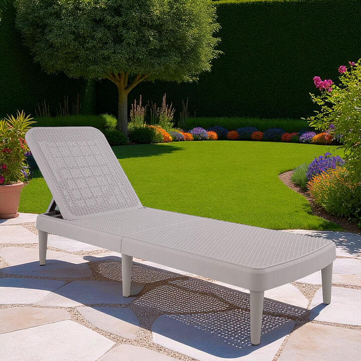 HomeRoots Heavy Duty Plastic Outdoor Stacking Chaise Lounge