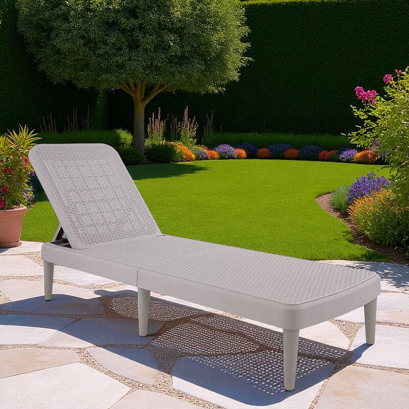 HomeRoots Heavy Duty Plastic Outdoor Stacking Chaise Lounge image number 1
