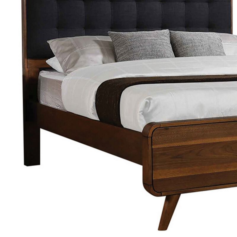 Queen Bedroom Set, Gray, Brown Wood, 3 Piece Set with 2 Nightstands image number 4