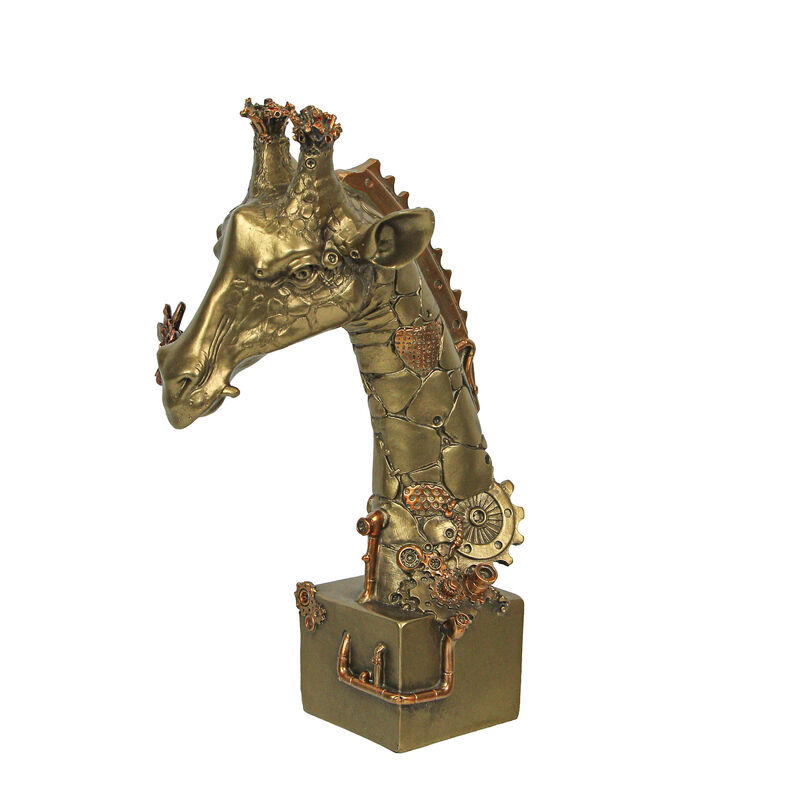 Resin Bronze Finish Steampunk Giraffe Sculpture Home Decor Statue Figurine Art image number 0