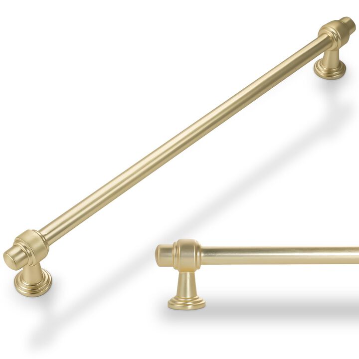 Amasideca 6 Pack Brushed Gold Cabinet Pulls 12.6 Inch(320mm) Hole Centers Kitchen Cabinet Handles Zinc Alloy Gold Drawer Pulls S