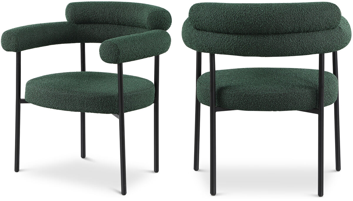 Meridian Furniture Blake Green Boucle Fabric Dining Chair, Set of 2