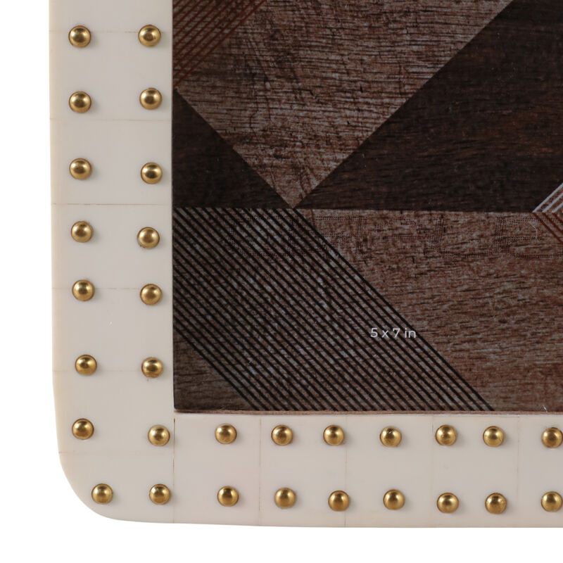 5x7" Brass Dot Border Photo Frame, Ivory/ Gold image number 4