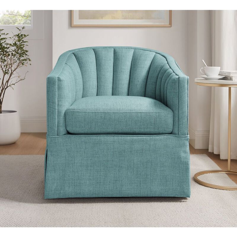 Sanibel Skirted Swivel Accent Chair - Egg Blue