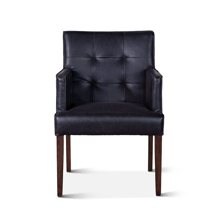 World Interiors Aven Armchair in Black Leather with Dark Legs