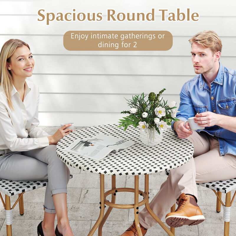 Heavy Duty Outdoor Bistro Table with Metal Frame and Leveling Foot Pads-White image number 5