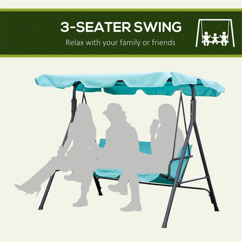Durable Frame 3-Seat Outdoor Swing for Porch Backyard and Garden