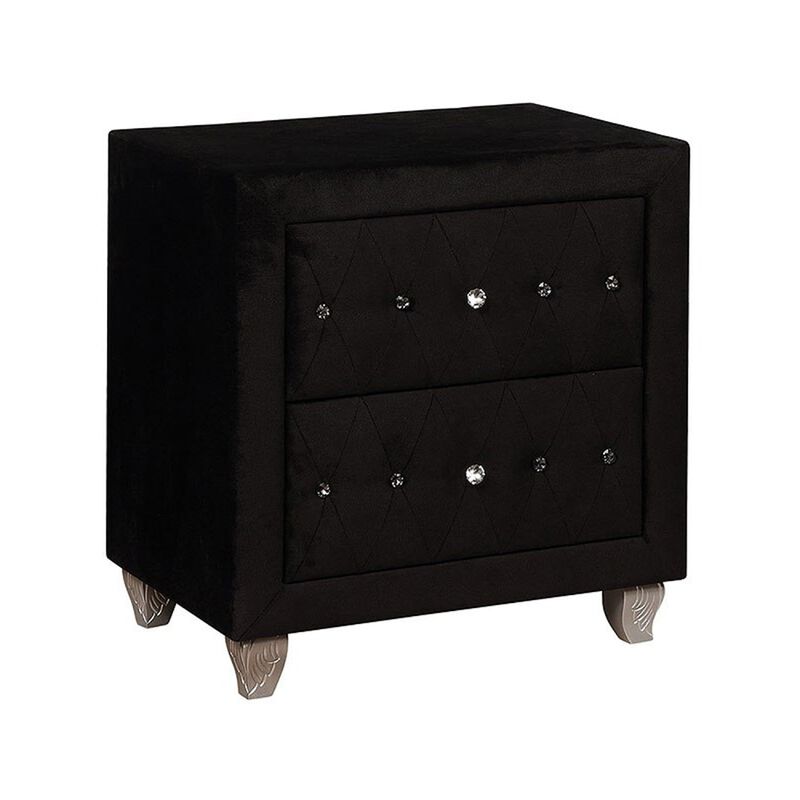King Bedroom Set, Black Wood, 3 Piece Set with 2 Nightstands image number 5