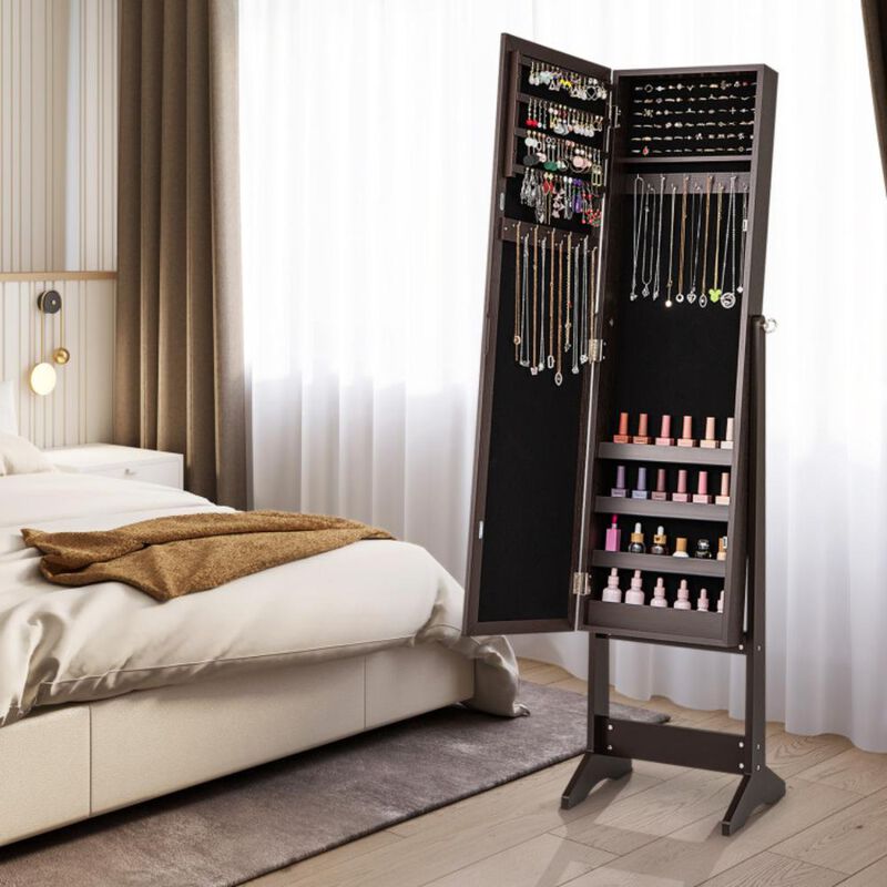 Hivvago Mirrored Standing Jewelry Cabinet Storage Box