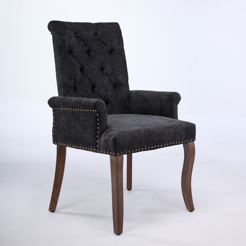 Upholstered Chenille Fabric Accent Dining Chair, Elegant Tufted Club Dining & Kitchen Armchair image number 0
