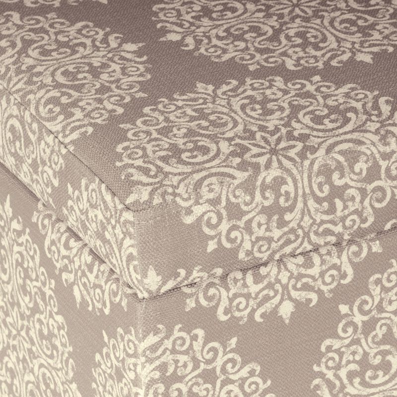 Ben Storage Bench Ottoman, Light Brown Medallion Design, 36 Inch