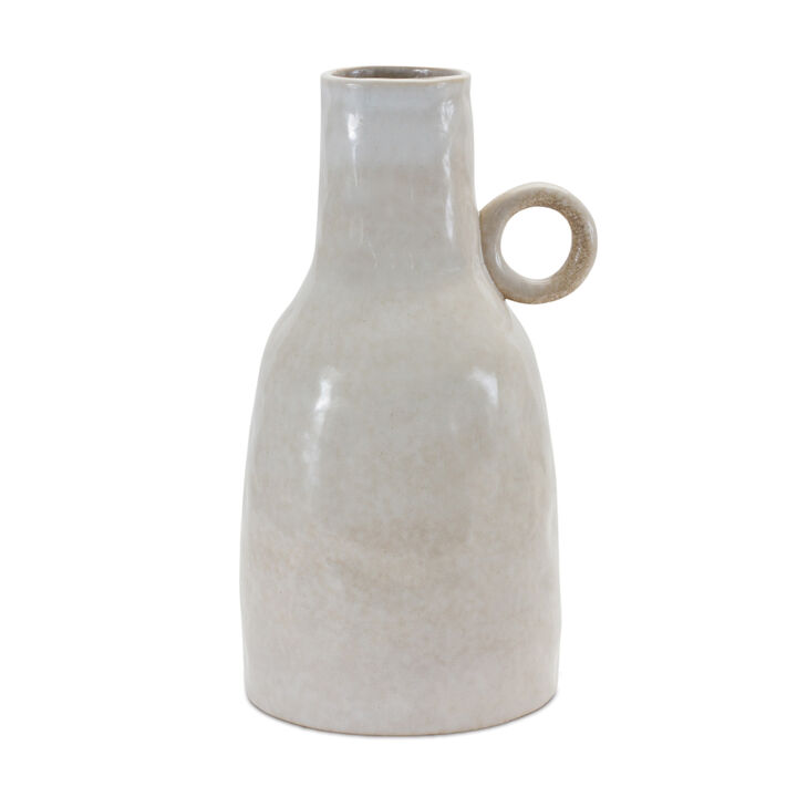 HomeRoots 11" Gray And White Ceramic Round Table Vase