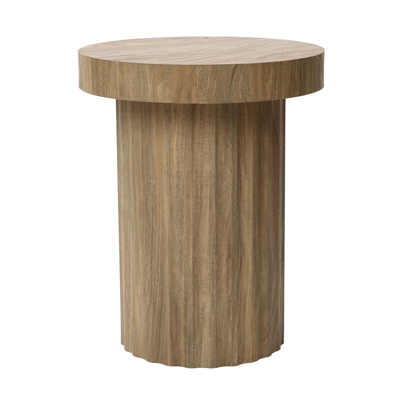 20" Fluted Wood Round Side Table image number 0