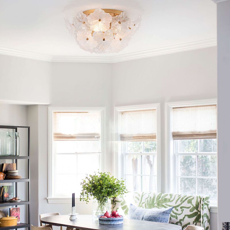 Frieda Modern 4-Light 19.5" Brushed Brass Clear Glass Flower Flush Mount image number 2
