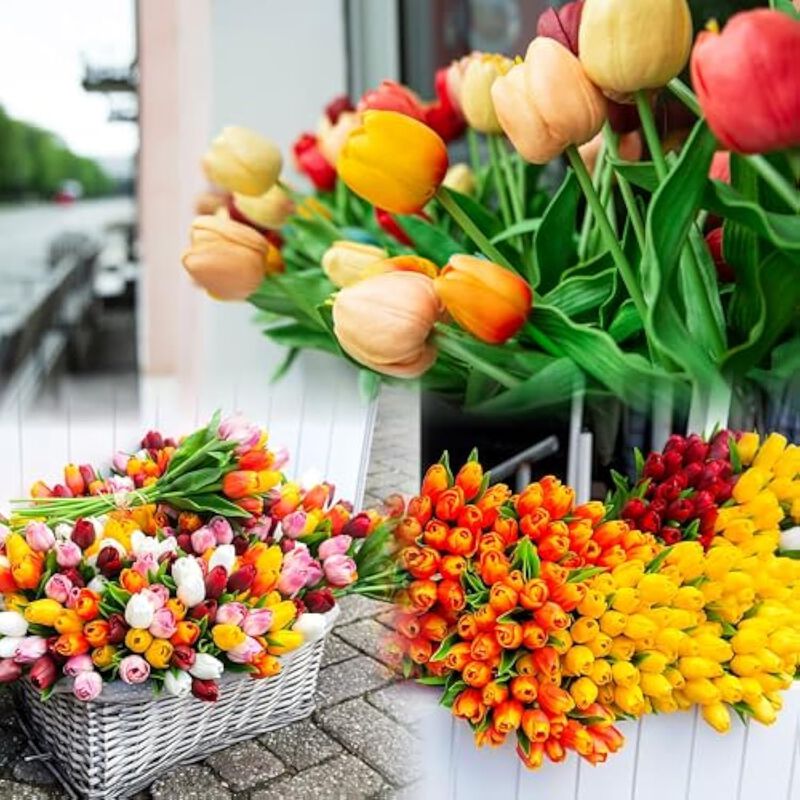 30 Piece Artificial Tulip Flower Stems Real Touch Wedding Centerpiece Decor image number 3
