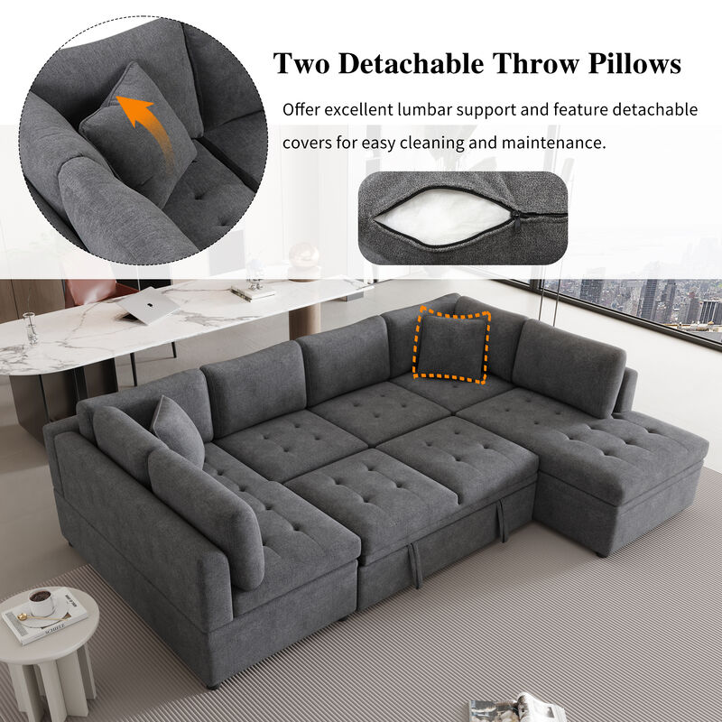 Merax Oversized Chenille Fabric Sectional Sofa