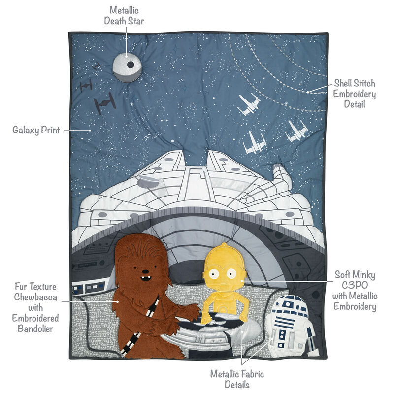 Lambs & Ivy Star Wars Signature Millennium Falcon 3-Piece Baby Crib Bedding Set