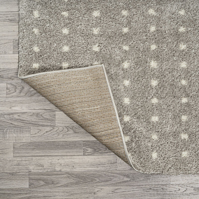 Pele Modern Geometric Dot Shag Gray/Ivory Rug
