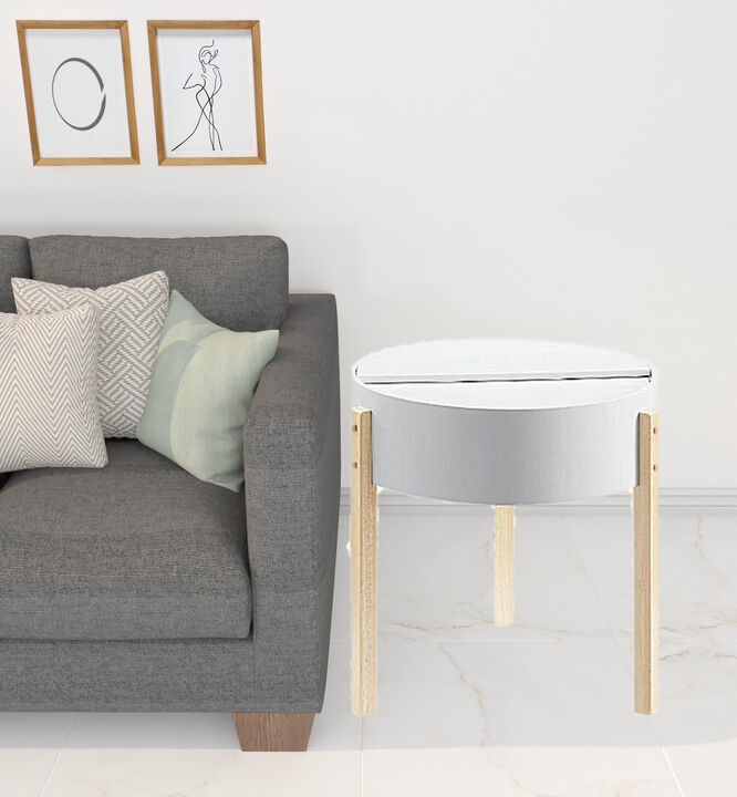 Solid Wood Round End Table, Compact Side Table for Living Room or Bedroom