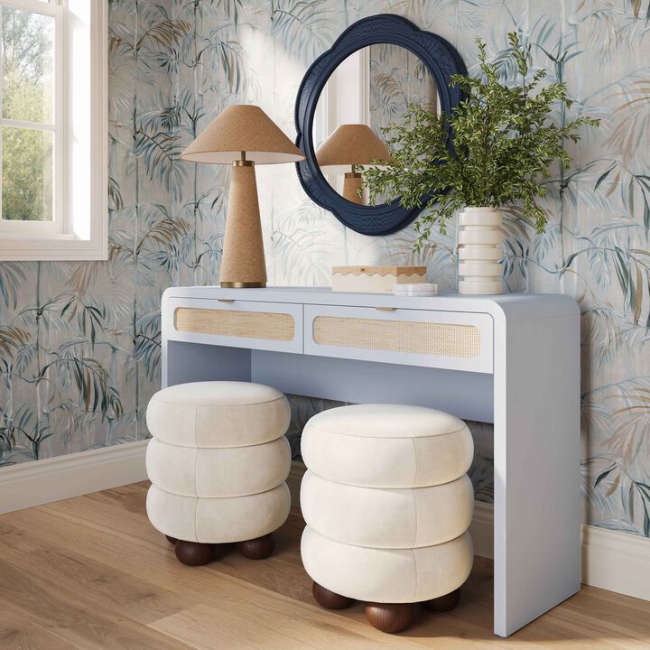Patty Pastel Blue Rattan Console Desk