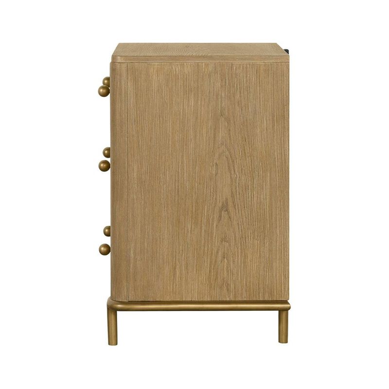 Simple Relax 3 Drawers Wood Nightstand with Dual USB Ports in Sand Wash image number 2