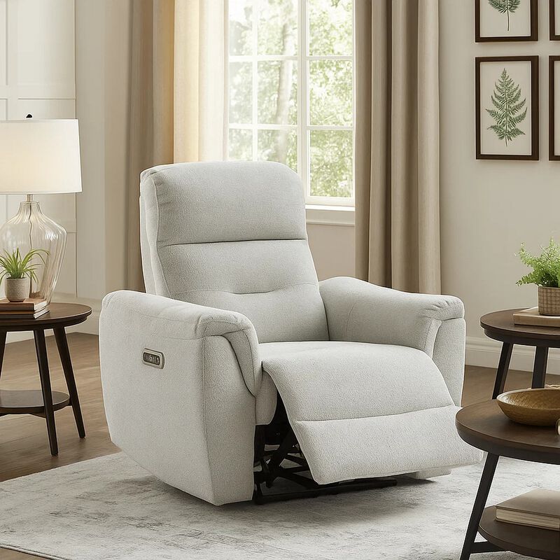 Tres Power Motion Recliner Chair with USB Port, Foam Fill Gray Chenille image number 1