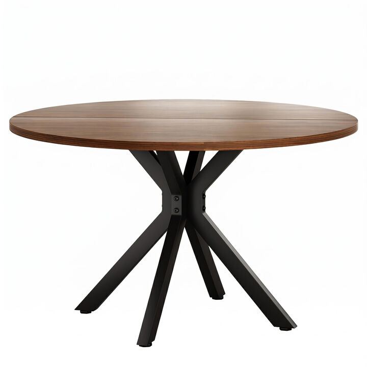 47.2" Solid Wood Round Dining Kitchen Table with Intersecting Pedestal Base