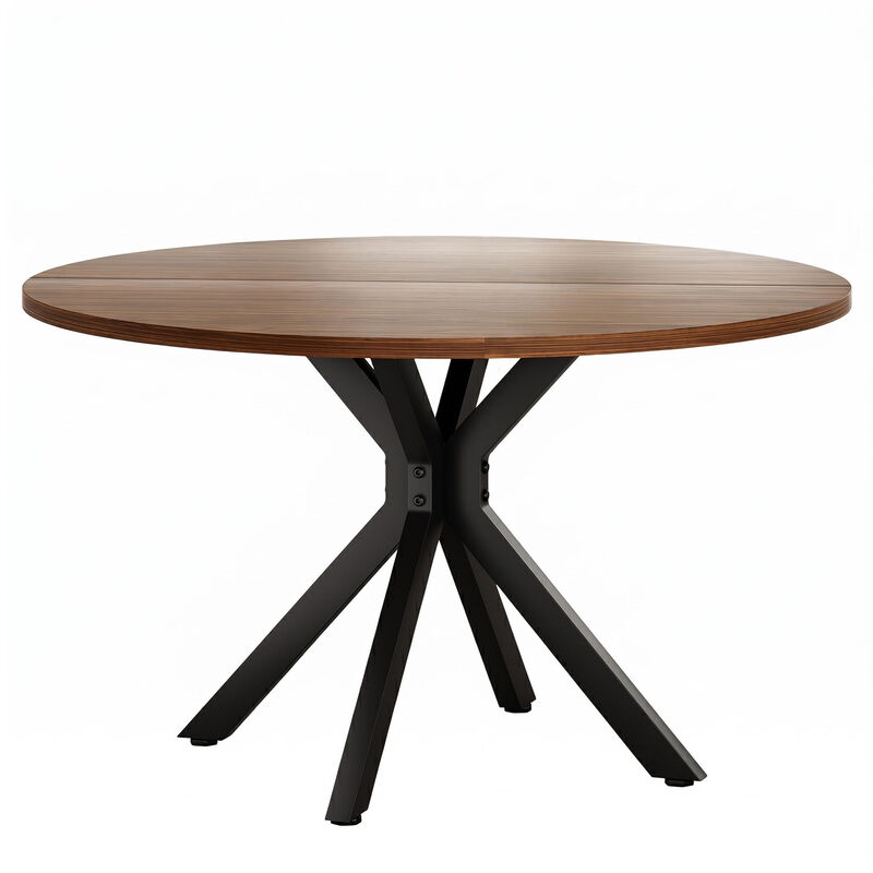 47.2" Solid Wood Round Dining Kitchen Table with Intersecting Pedestal Base image number 0