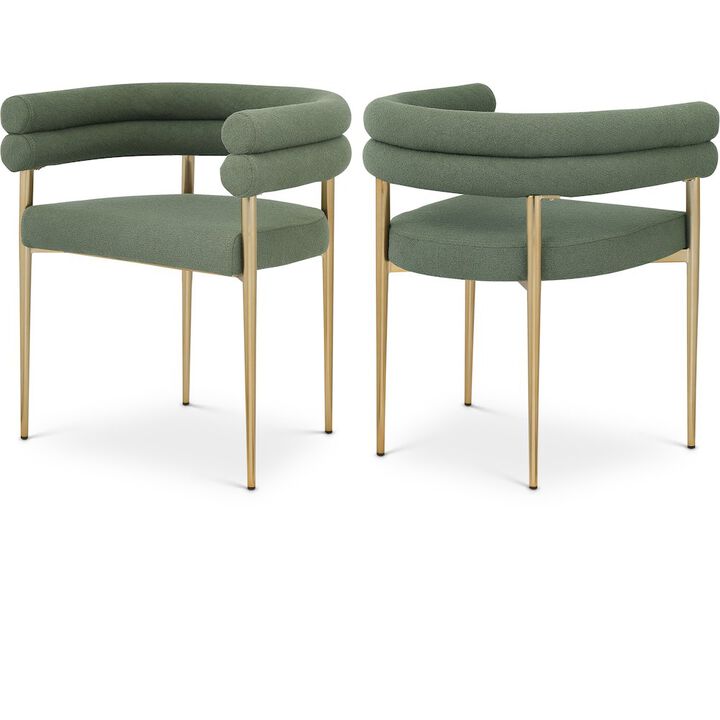 Meridian Furniture Brielle Green Boucle Fabric Dining Chair, Set of 2