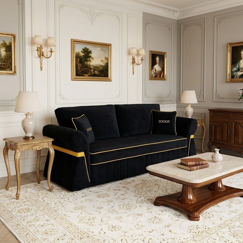 Pifpru 83.5 Inch Velvet 3 Seater Sofa Couch image number 3