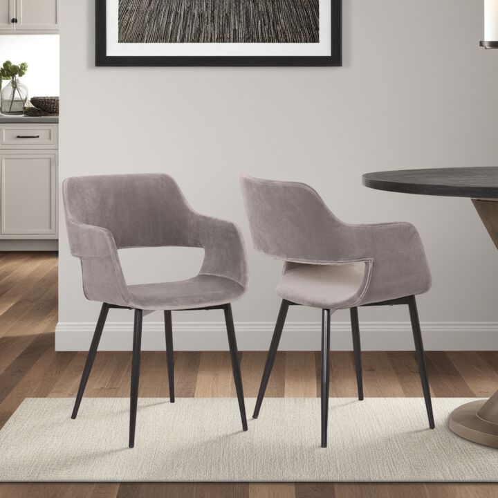 Mid-Century Gray Open Back Dining Accent Chair