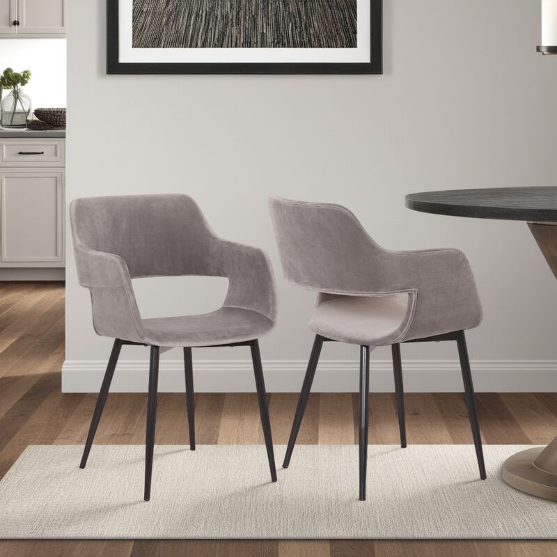 Mid-Century Gray Open Back Dining Accent Chair image number 1