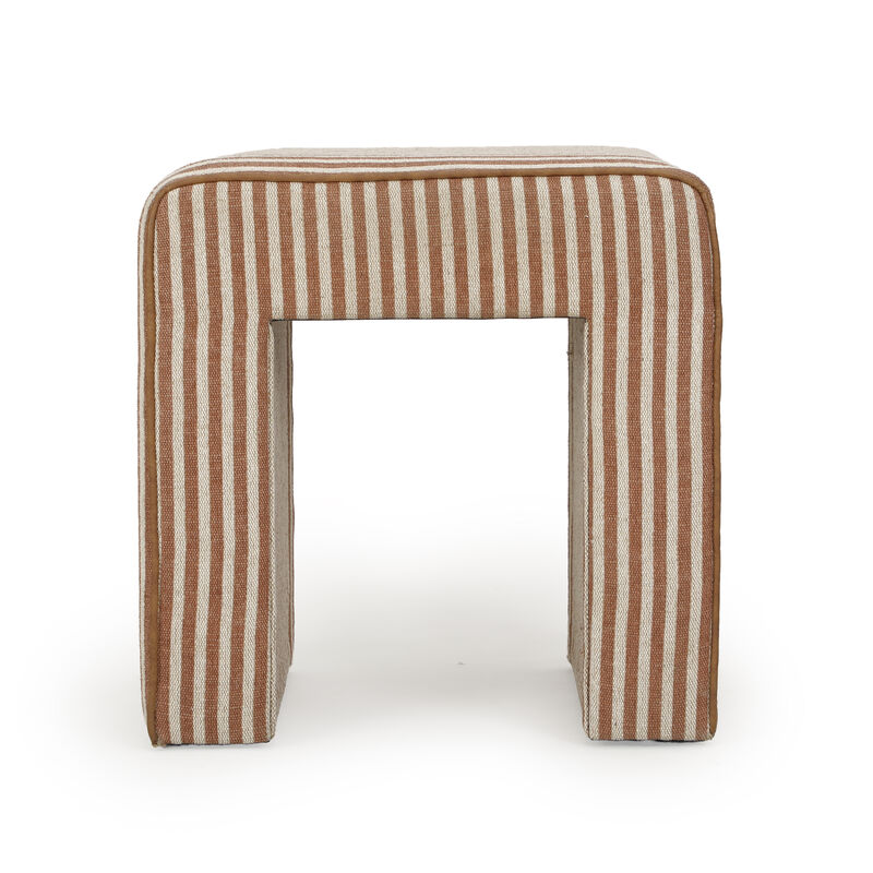 Byron Square Green Stripe Cotton Jute Ottoman image number 0