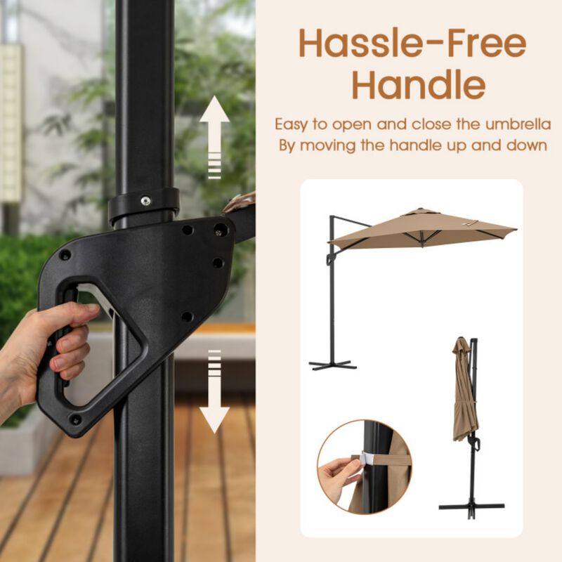 9 FT Cantilever Patio Umbrella with Vented Top and Sun-Protective Canopy-Gray image number 5