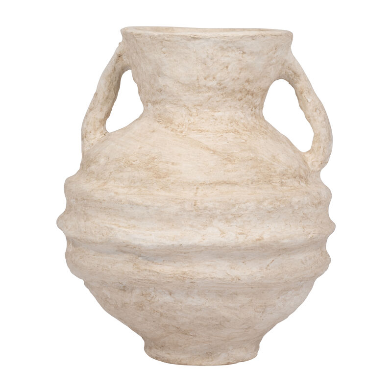 Paper Mache, 15" Vase With Handles, White image number 0