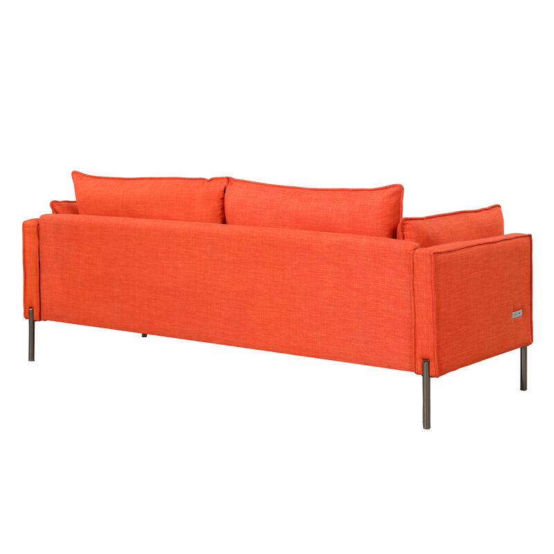 76.2" Modern Style 3 Seat Sofa Linen Fabric Upholstered Couch Furniture 3-Seats Couch