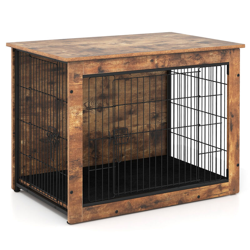 Dog Crate Furniture with Cushion & Double Doors &ndash; Stylish Kennel for Small/Medium Dogs image number 3