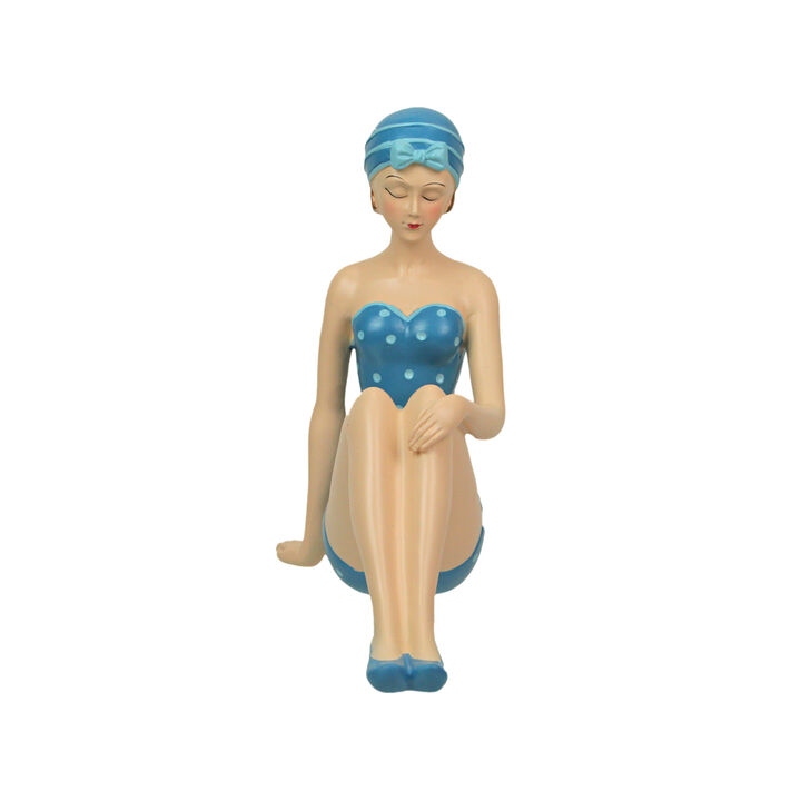 Vintage Bathing Beauty Statue, 8" Long - Elegance of Bygone Beach Era